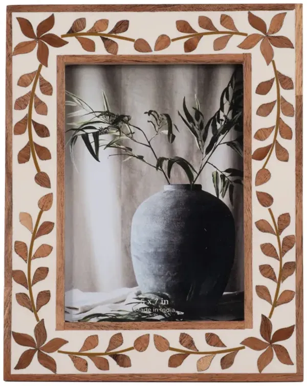 5x7 Wood Inlay Vine Photo Frame, Natural