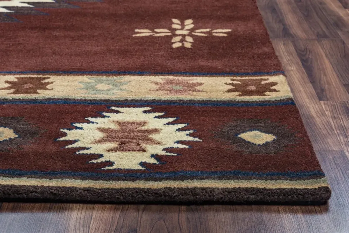 Southwest Red Southwest/Tribal Wool 2'6" x 8' Runner Rug