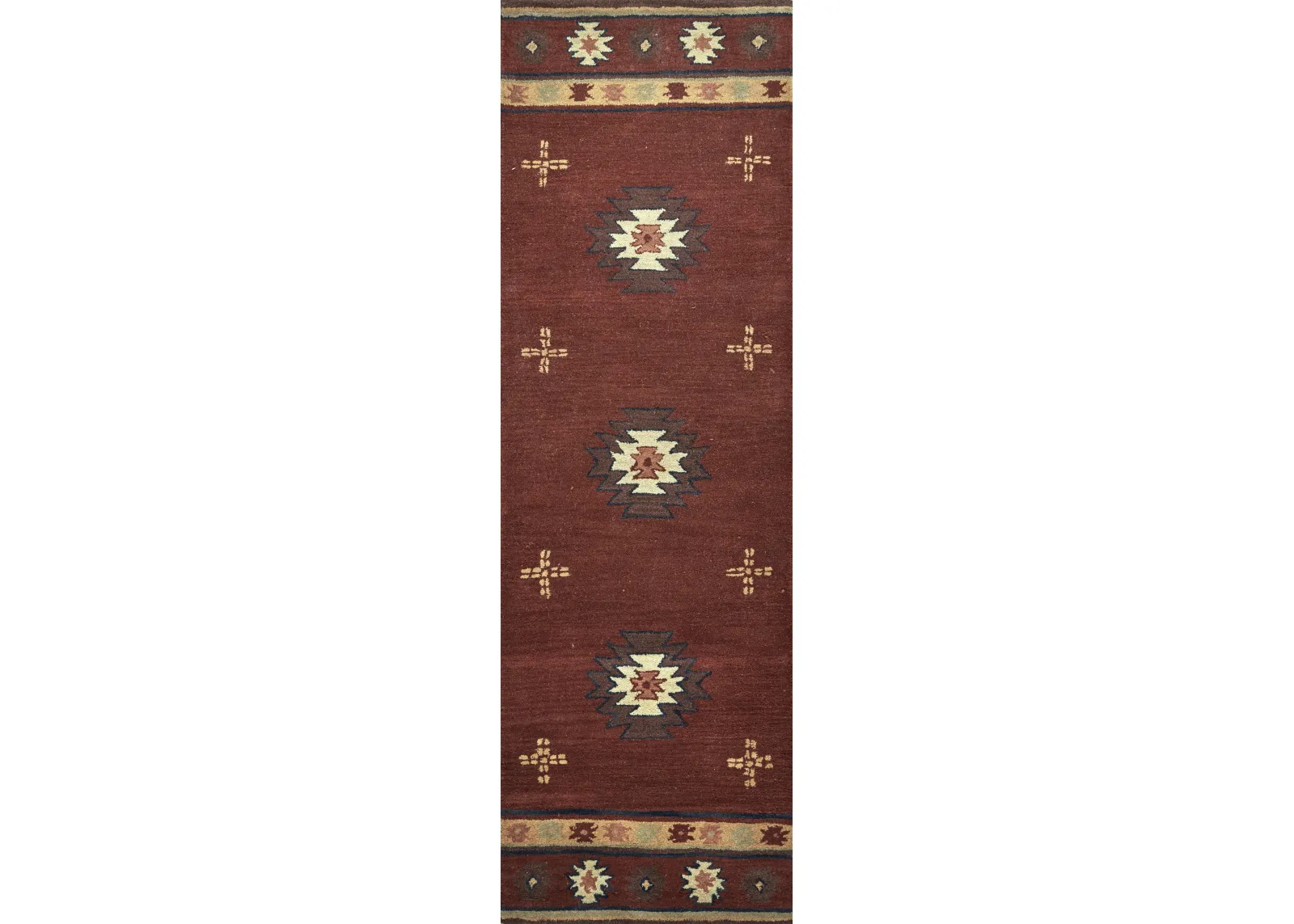 Southwest Red Southwest/Tribal Wool 2'6" x 8' Runner Rug