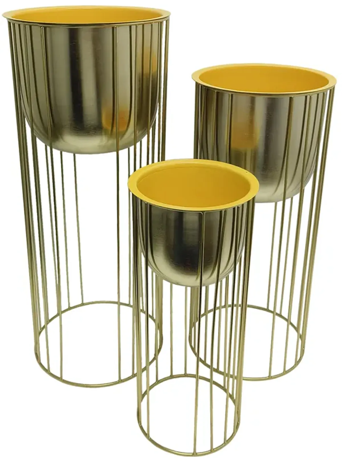 Metal, S/3 16/20/24" Raised Planters, Gold