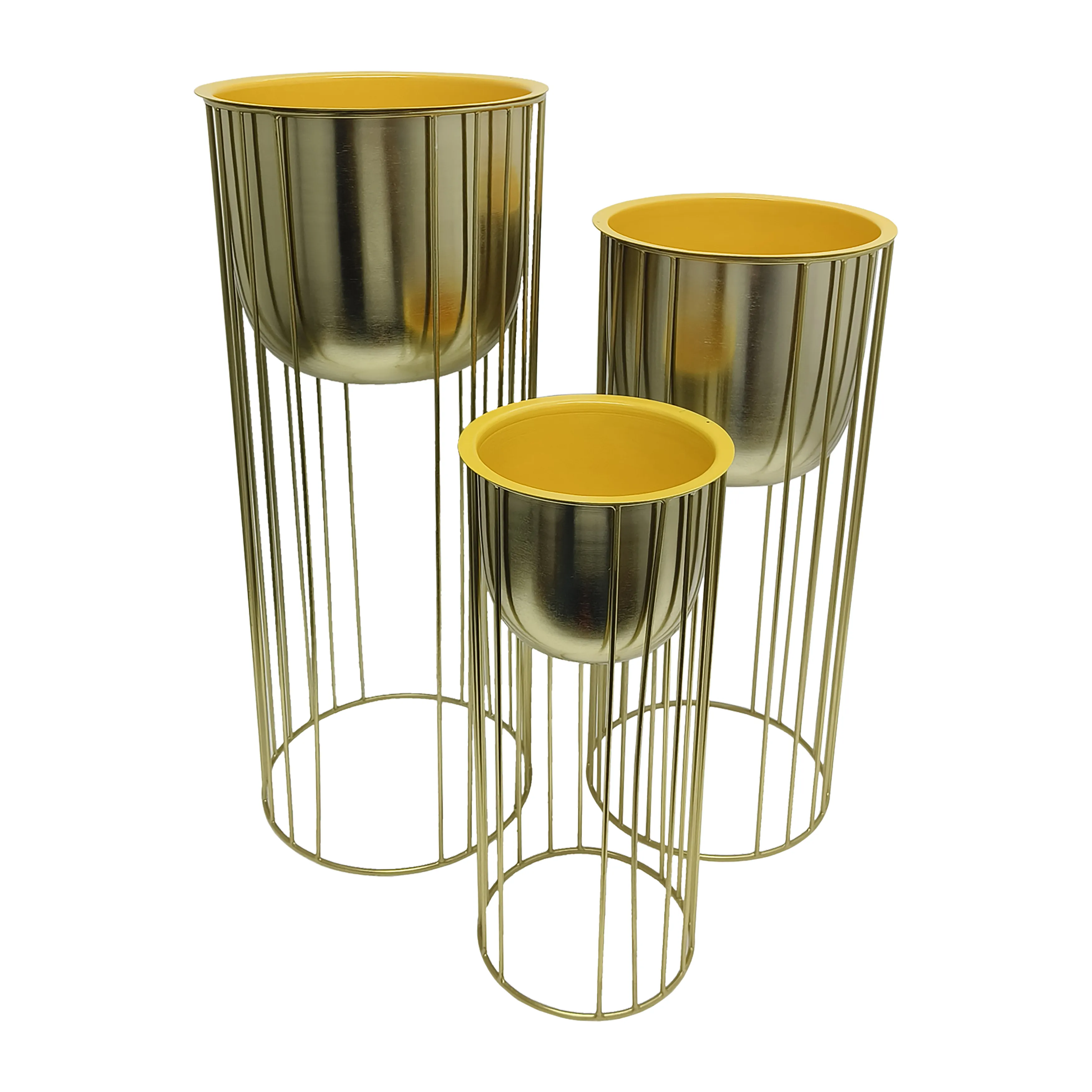 Metal, S/3 16/20/24" Raised Planters, Gold