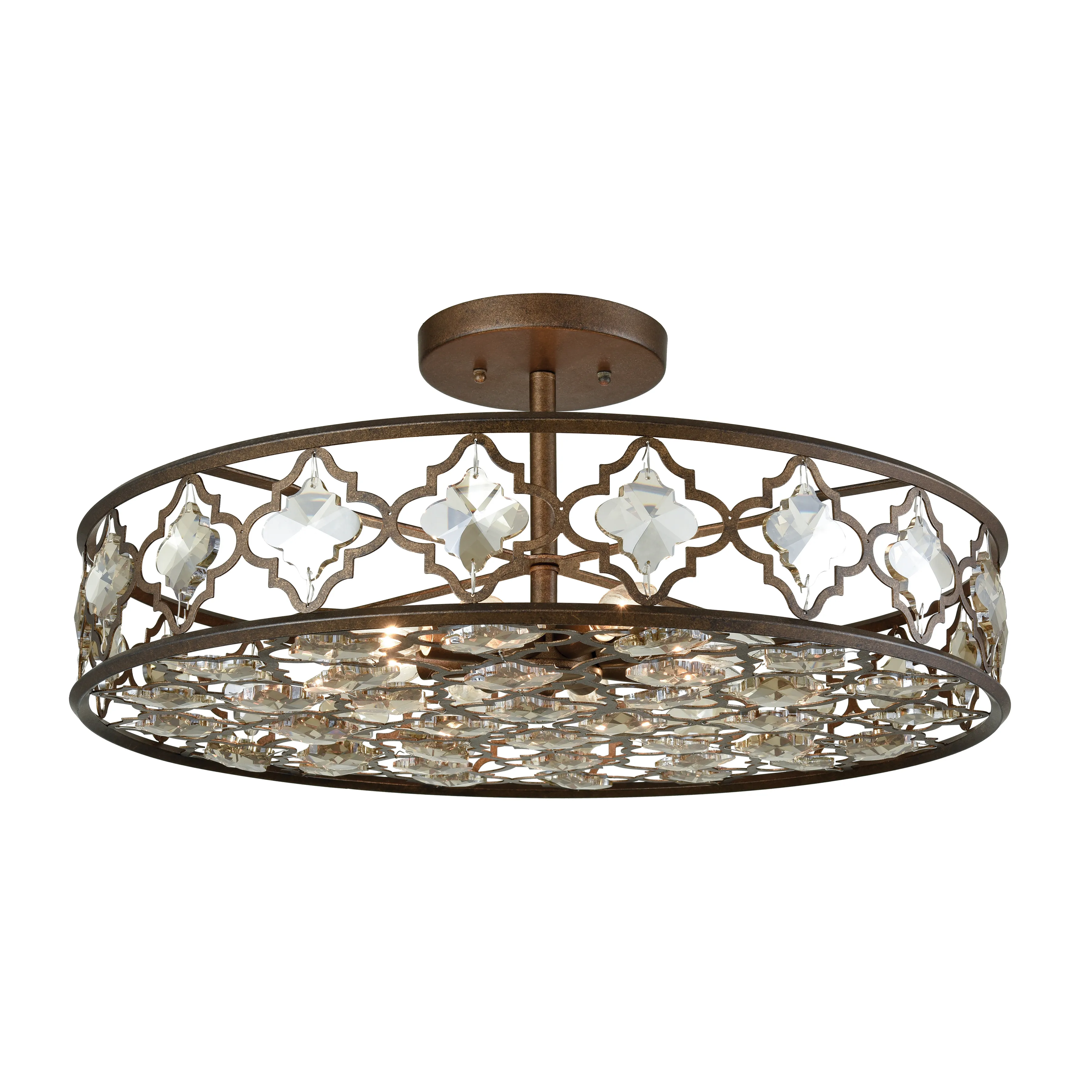 Armand 25" Wide 8-Light Semi Flush Mount - Weathered Bronze