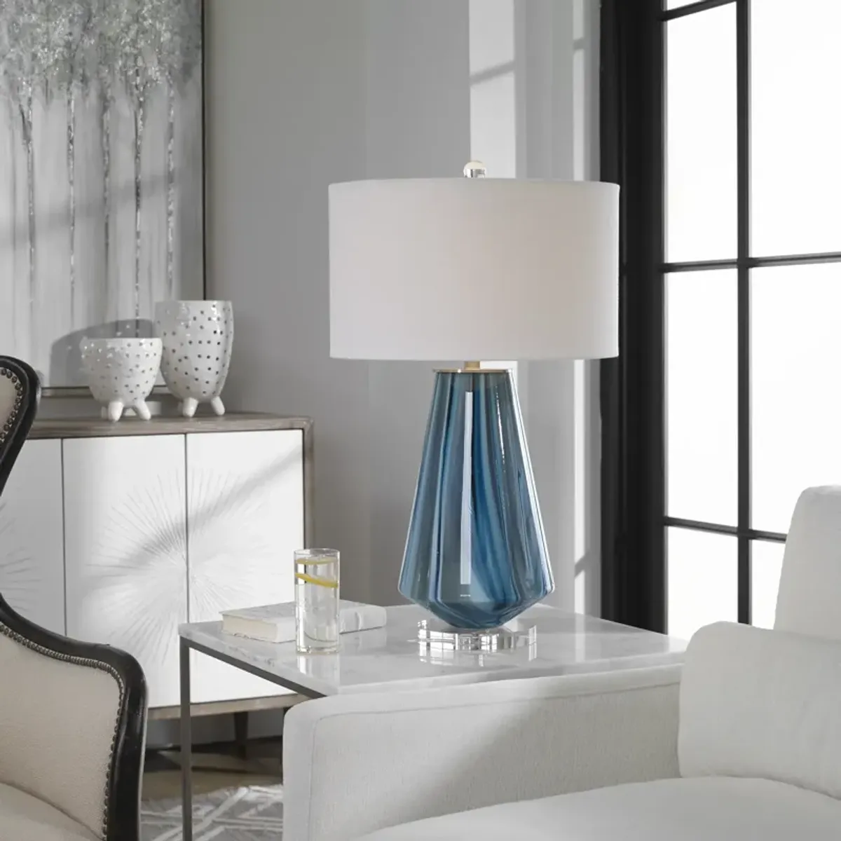 Pescara Teal-Gray Glass Lamp