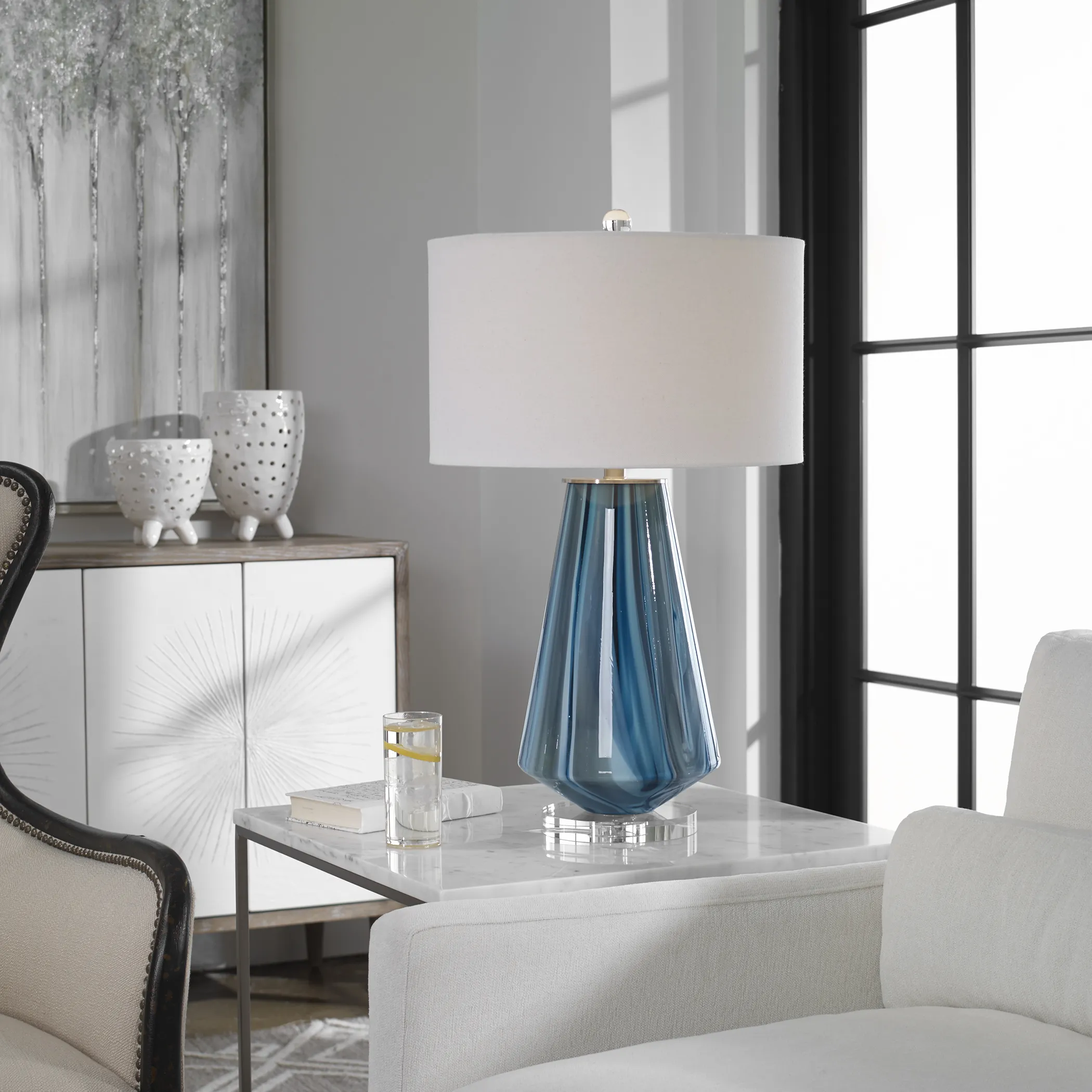 Pescara Teal-Gray Glass Lamp