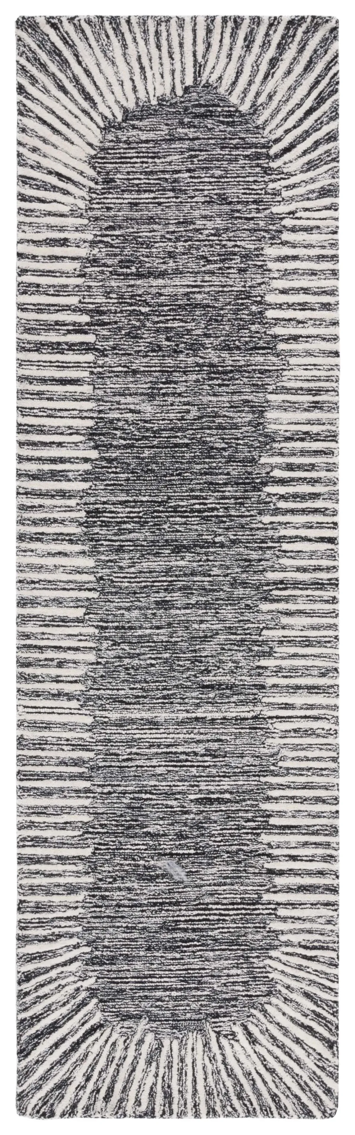 ABSTRACT 478 BLACK  2'-3' x 12' Runner Rug