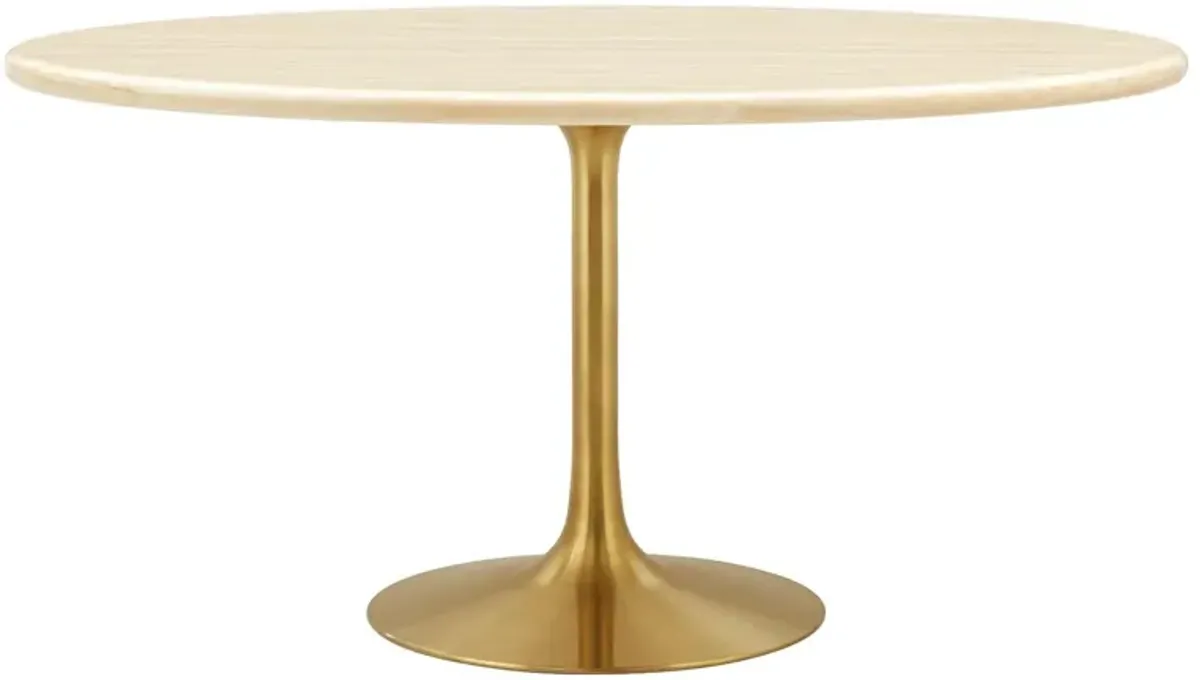 Lippa 60" Oval Artificial Travertine  Dining Table
