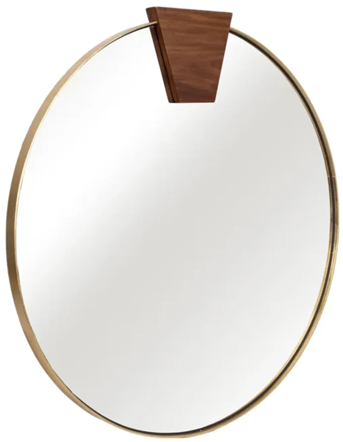 47x47 Round Wood Piece Mirror, Gold