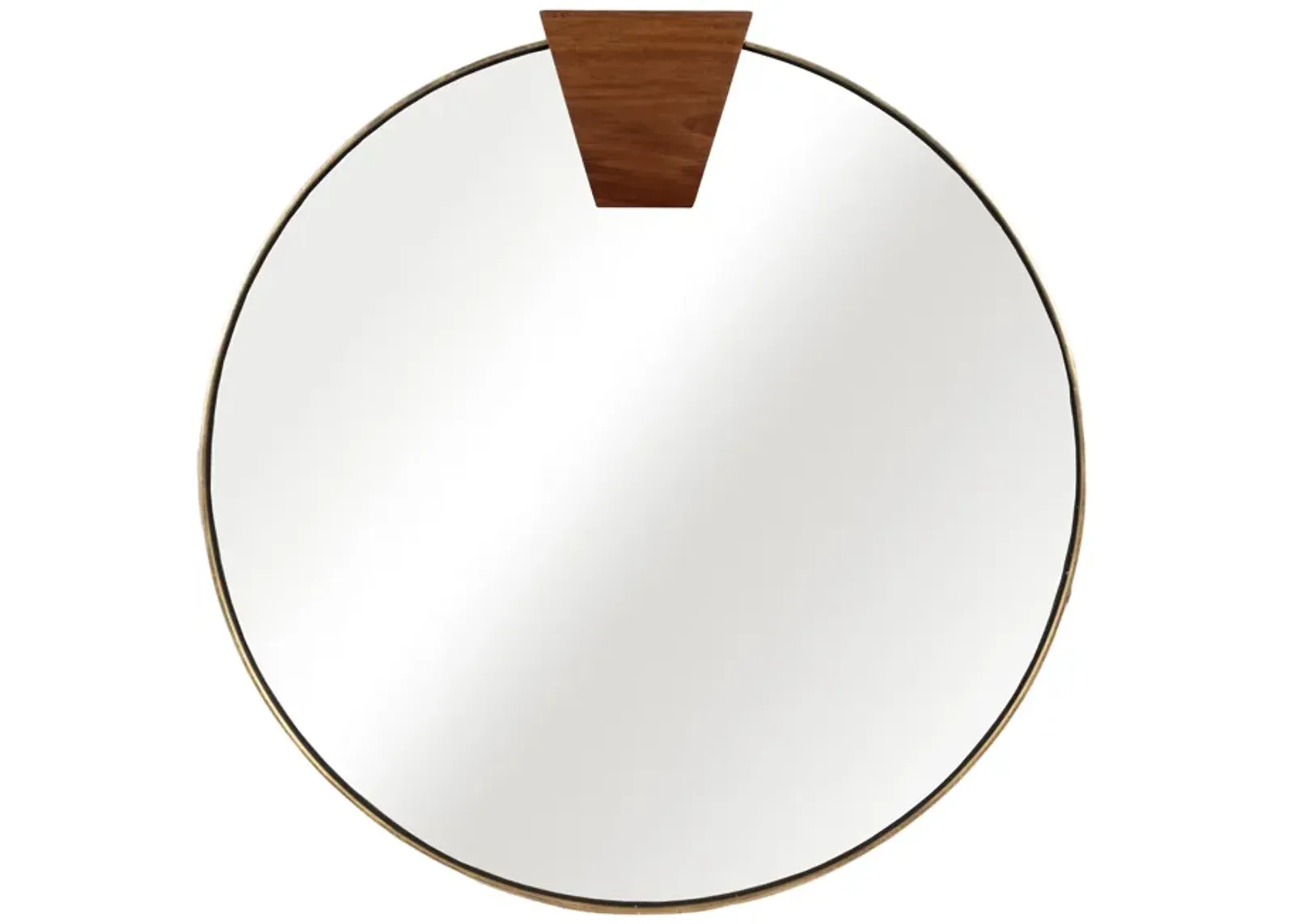 47x47 Round Wood Piece Mirror, Gold