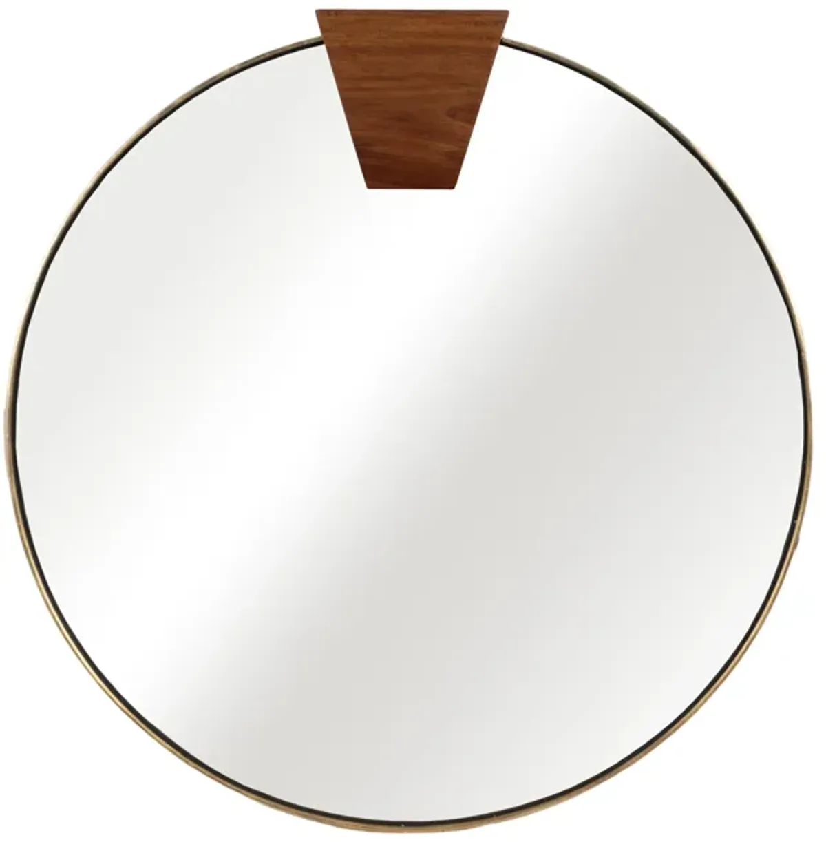 47x47 Round Wood Piece Mirror, Gold