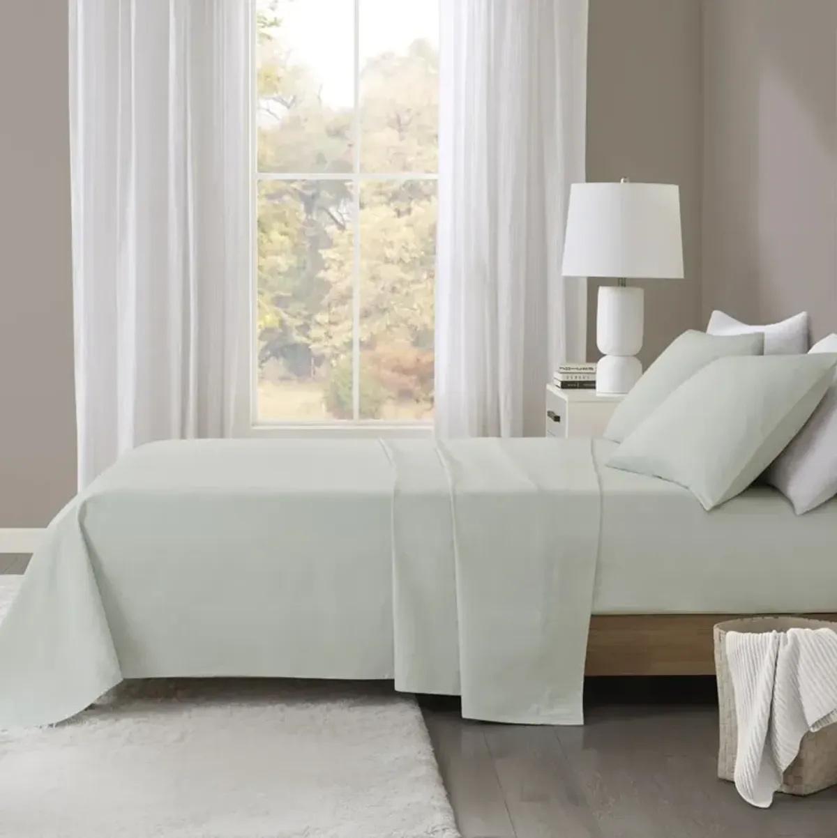 Beautyrest Oversized Flannel Seafoam Solid 4 Piece Sheet Set