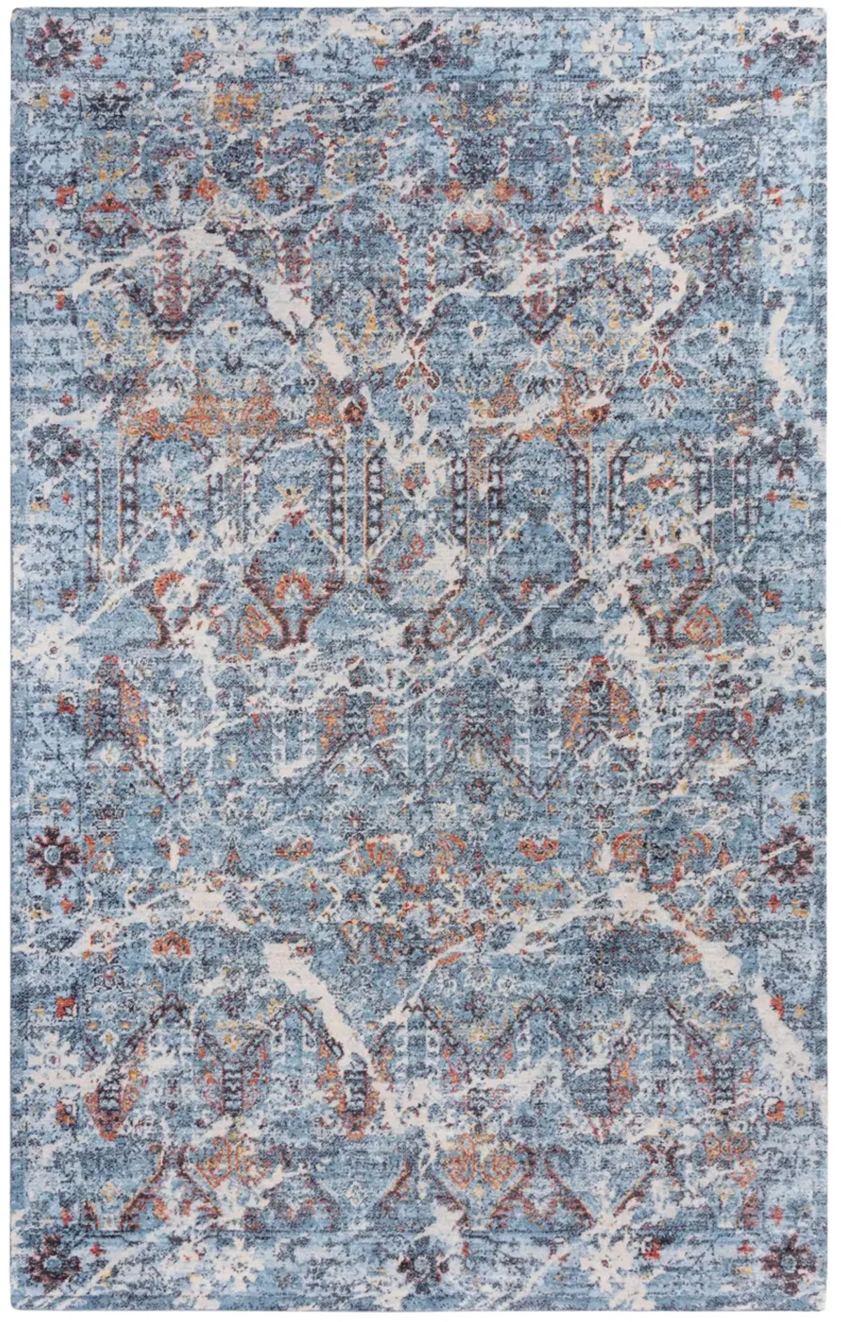 Ovation Blue/Beige distressed/classical N Z wool 2' x 3'  Rectangle Rug