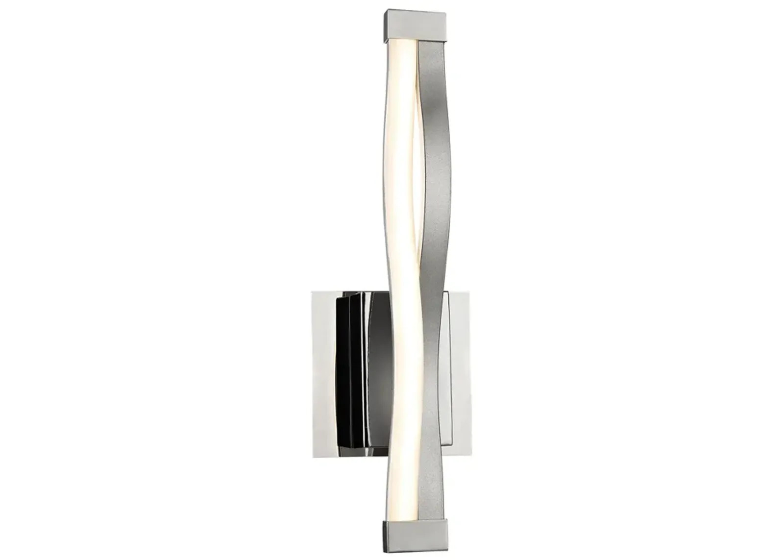 Twist 1-Light Wall Lamp in Aluminum and Chrome with Opal Glass Diffuser - Integrated LED