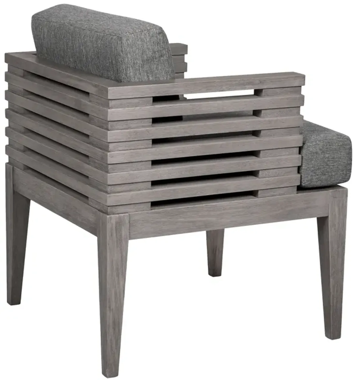 Vivid Outdoor Patio Dining Chair in Gray Eucalyptus Wood with Gray Olefin Cushions