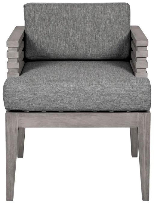 Vivid Outdoor Patio Dining Chair in Gray Eucalyptus Wood with Gray Olefin Cushions