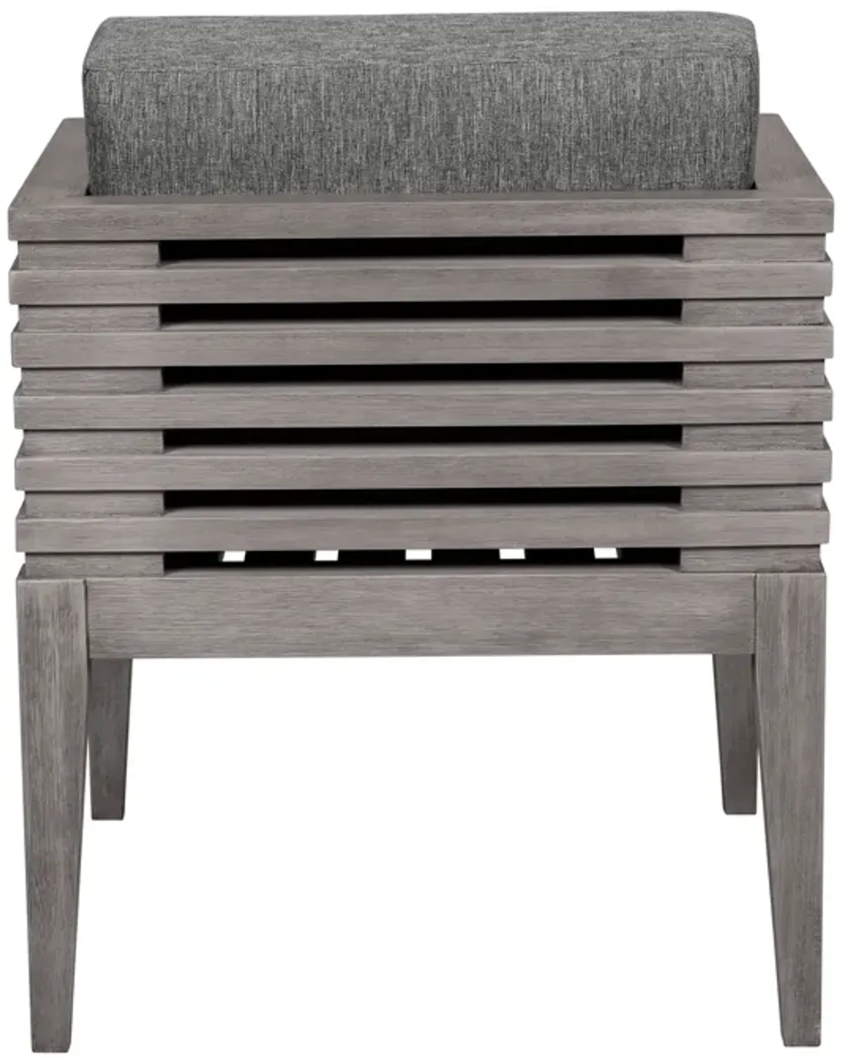 Vivid Outdoor Patio Dining Chair in Gray Eucalyptus Wood with Gray Olefin Cushions