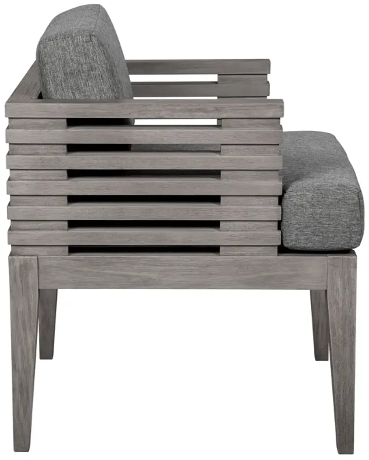 Vivid Outdoor Patio Dining Chair in Gray Eucalyptus Wood with Gray Olefin Cushions