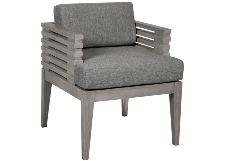 Vivid Outdoor Patio Dining Chair in Gray Eucalyptus Wood with Gray Olefin Cushions