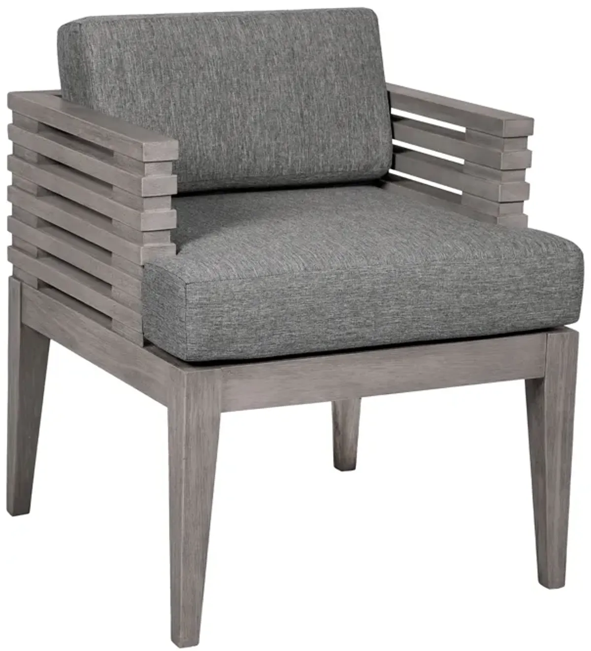 Vivid Outdoor Patio Dining Chair in Gray Eucalyptus Wood with Gray Olefin Cushions