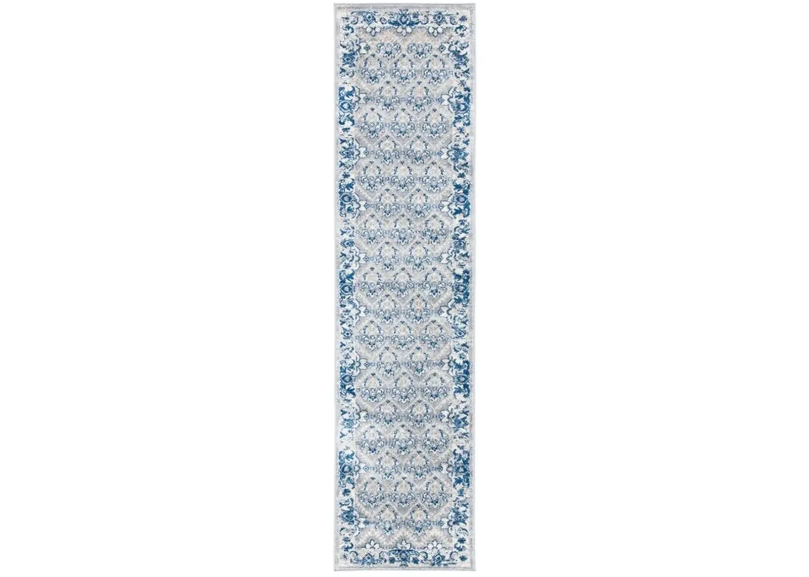 Brentwood 869 Grey / Blue 2' X 8' Runner Powerloomed Rug