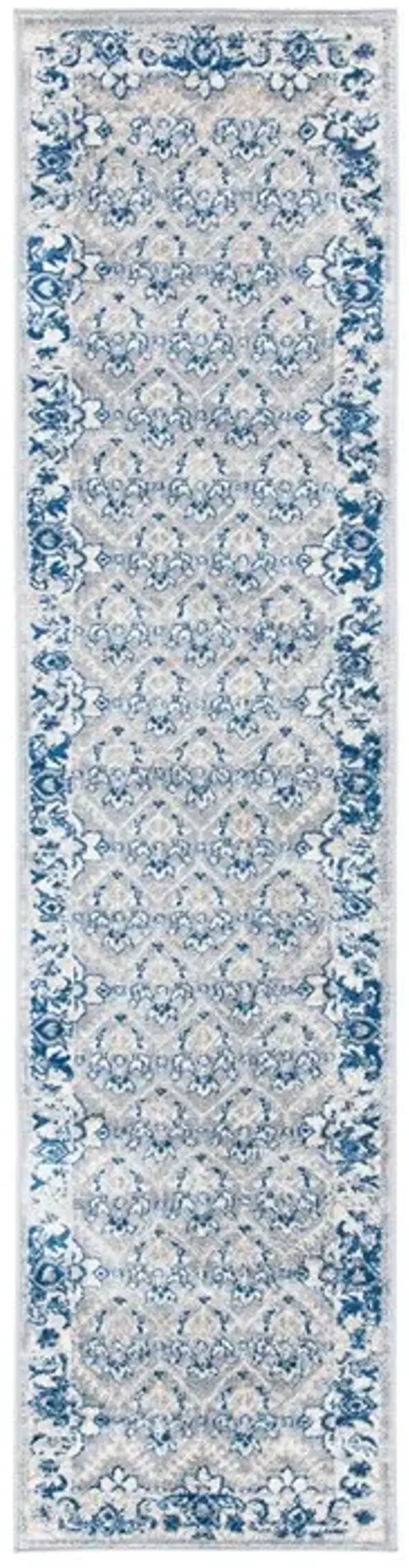 Brentwood 869 Grey / Blue 2' X 8' Runner Powerloomed Rug