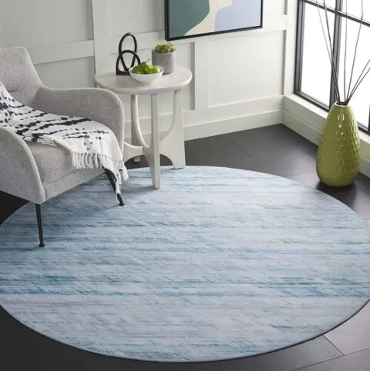 TACOMA 919 Blue  6' X 6' Round Round Rug