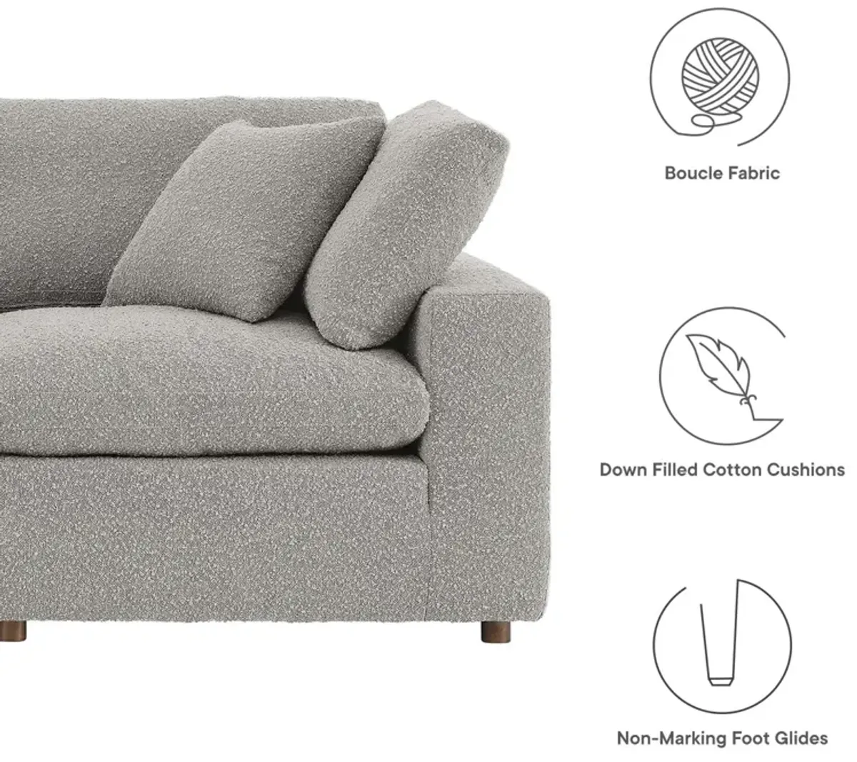 Commix Down Filled Overstuffed Boucle Fabric 4-Seater Sofa