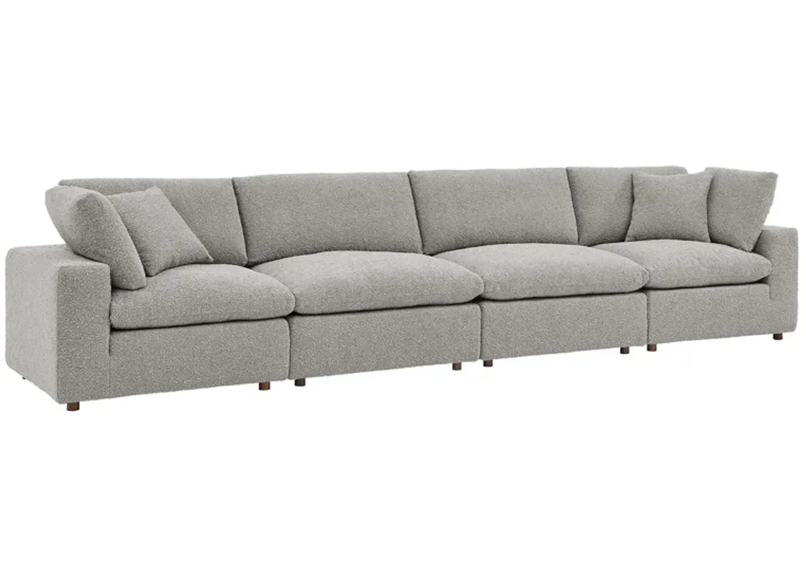 Commix Down Filled Overstuffed Boucle Fabric 4-Seater Sofa