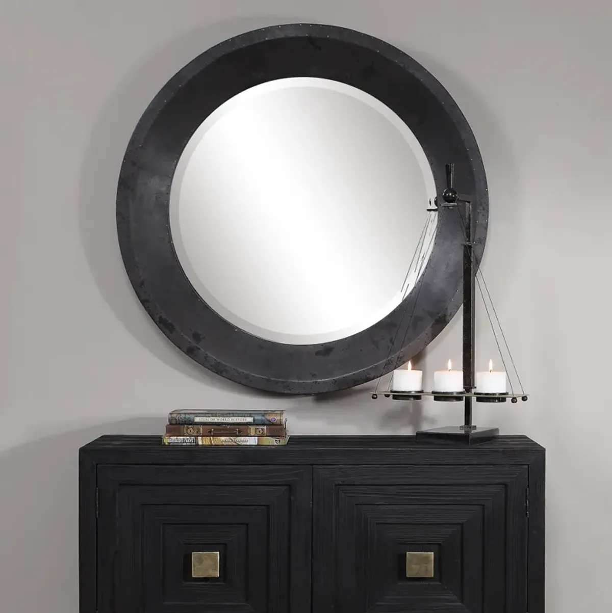 Frazier Round Industrial Mirror