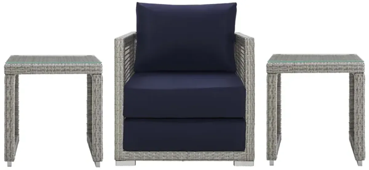 Aura 3 Piece Outdoor Patio Wicker Rattan Set