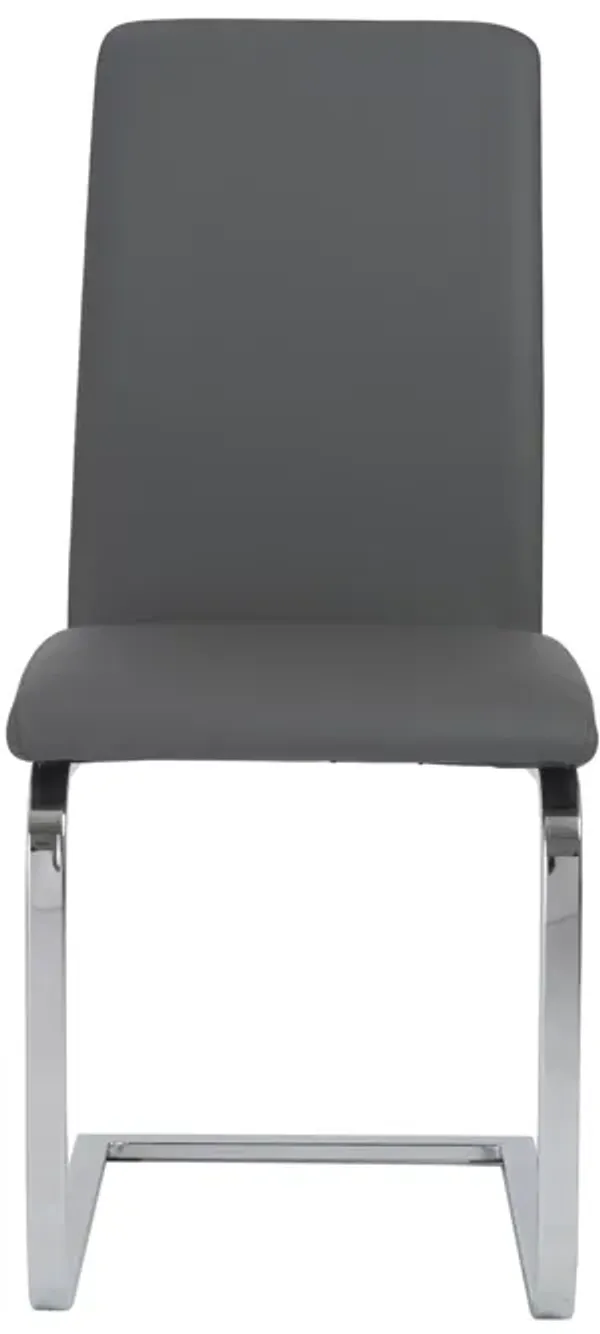 Cinzia Dining Chair in Gray with Chrome Legs - Set of 2