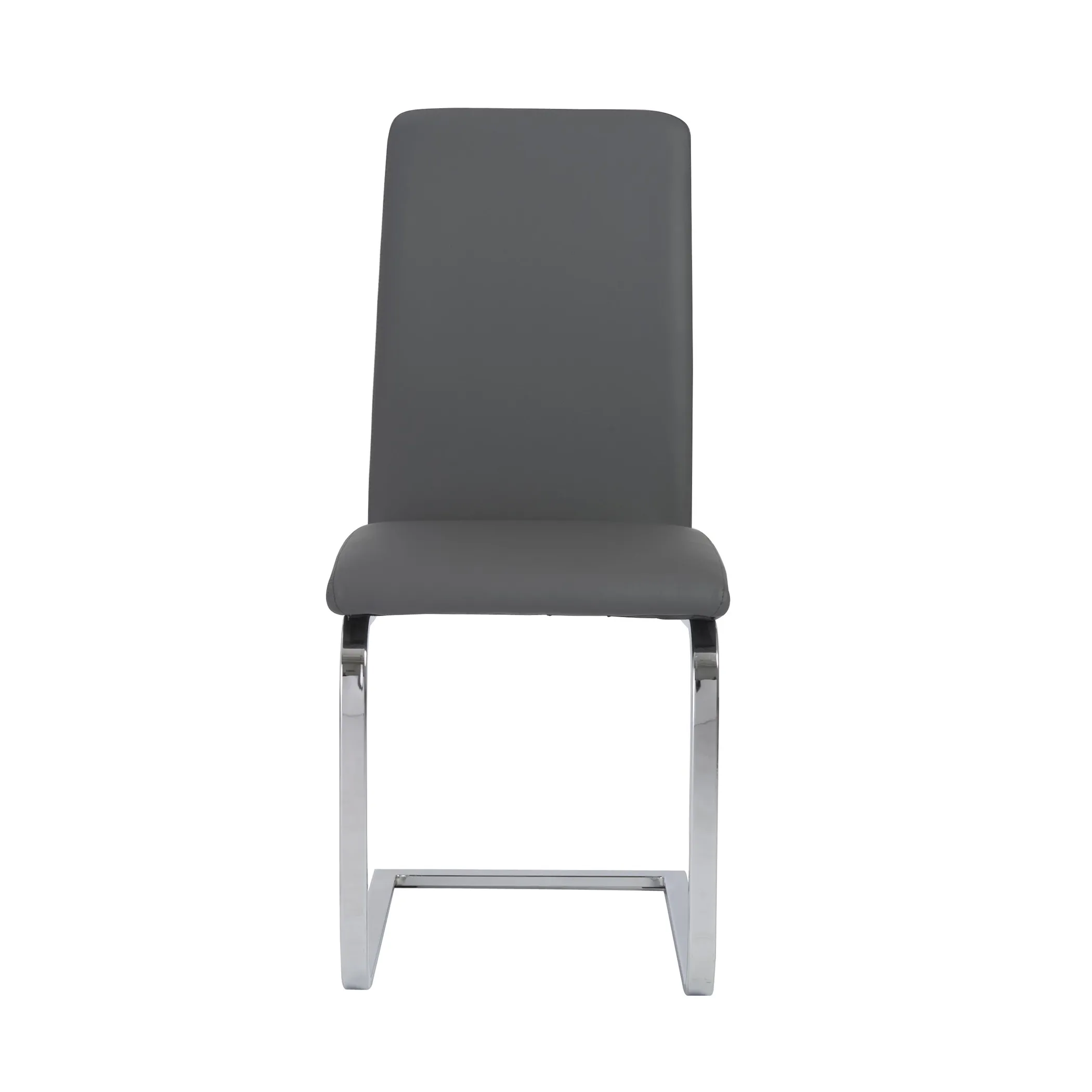 Cinzia Dining Chair in Gray with Chrome Legs - Set of 2