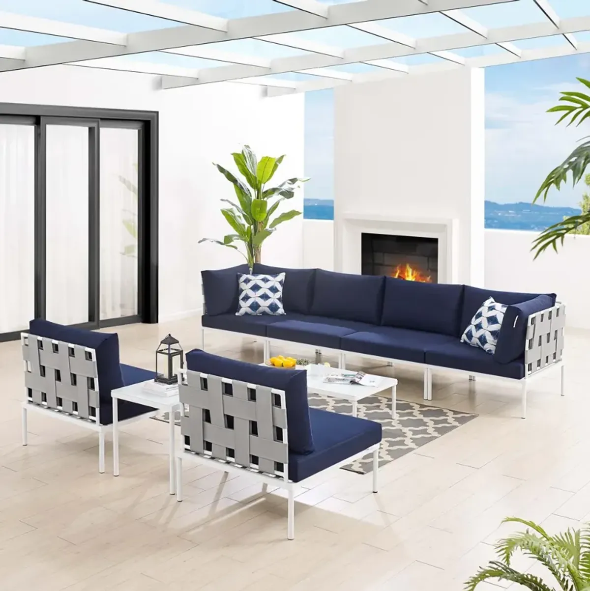 Harmony 8-Piece  Sunbrella® Outdoor Patio Aluminum Sectional Sofa Set