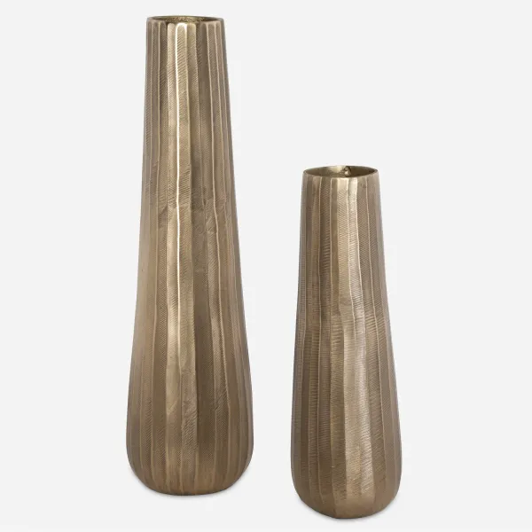 Vertiforge Antique Gold Vases Set/2
