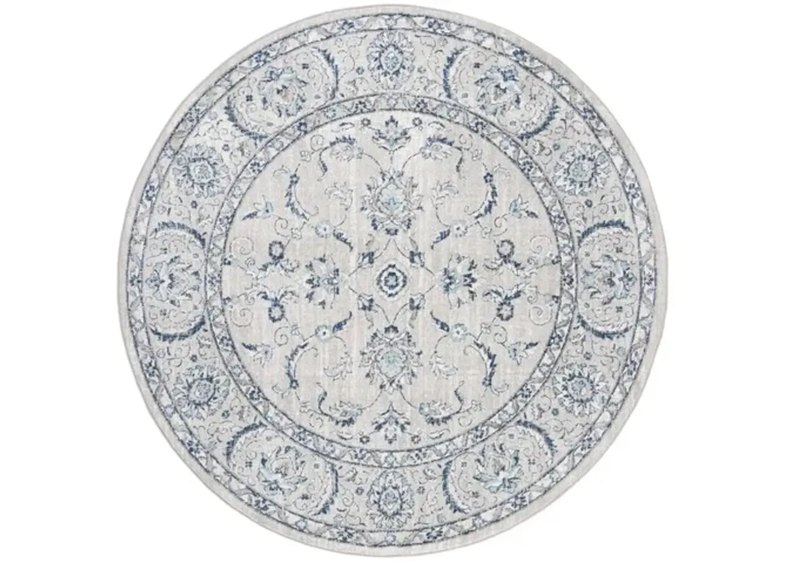 Brentwood 854 Light Grey / Blue 6'-7" X 6'-7" Round Round Powerloomed Rug