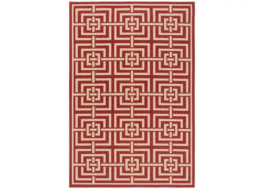 Safavieh BEACH HOUSE Collection BHS128Q-4 Red / Creme 4' X 6'