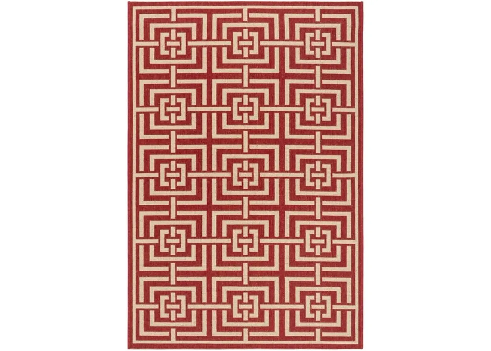 Safavieh BEACH HOUSE Collection BHS128Q-4 Red / Creme 4' X 6'