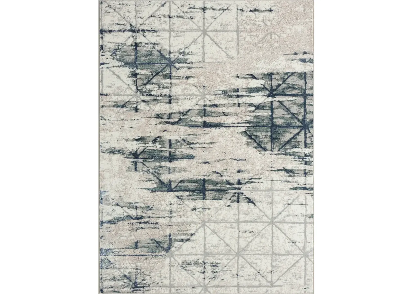 Avery Blue/ Beige Modern Abstract Indoor Area Rug 5' x 7'