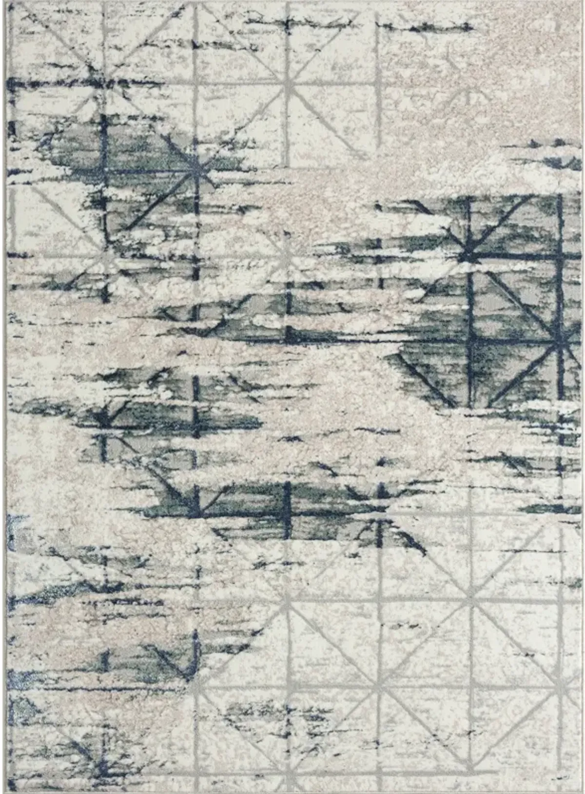 Avery Blue/ Beige Modern Abstract Indoor Area Rug 5' x 7'