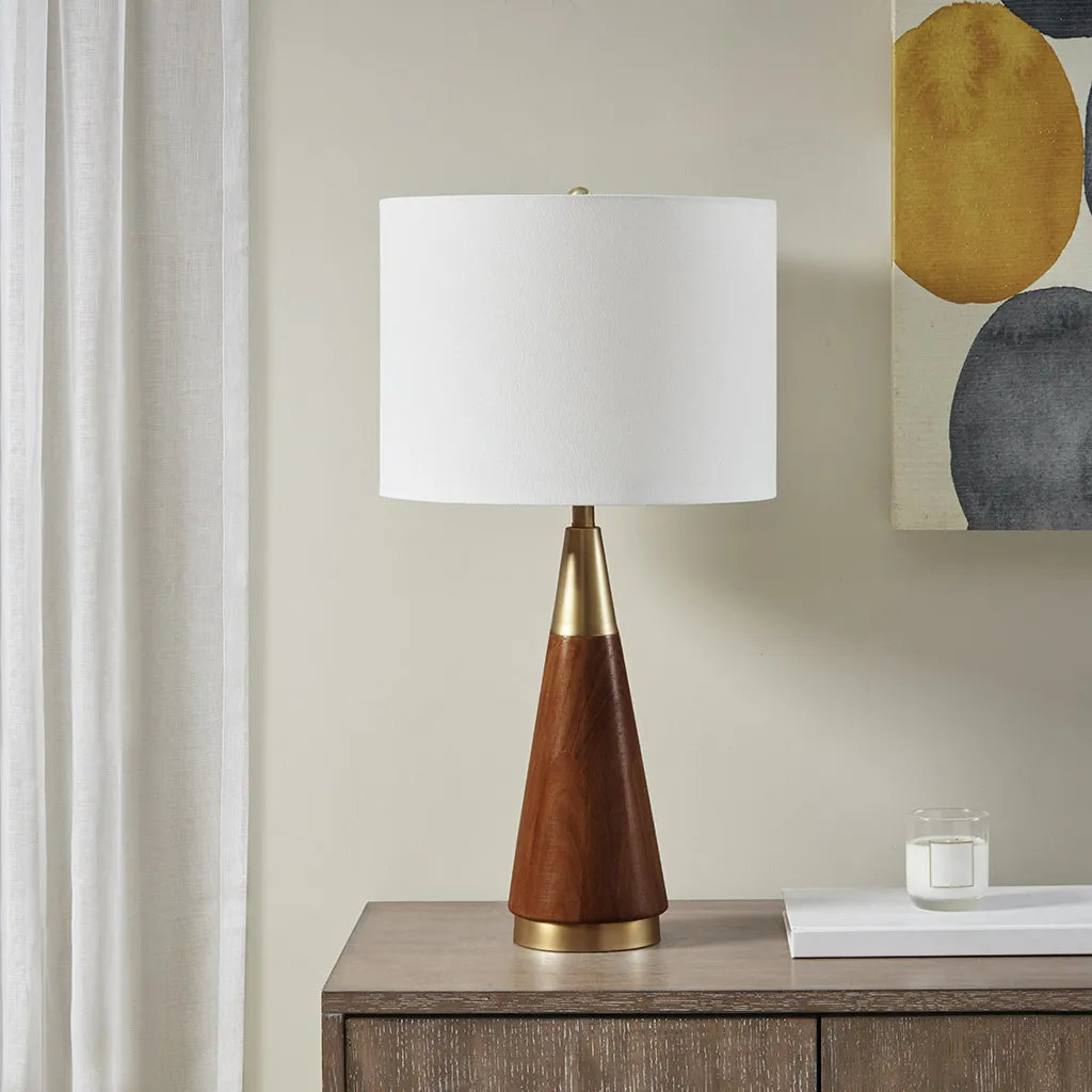 INK+IVY Chrislie Gold/Brown Triangular Table Lamp