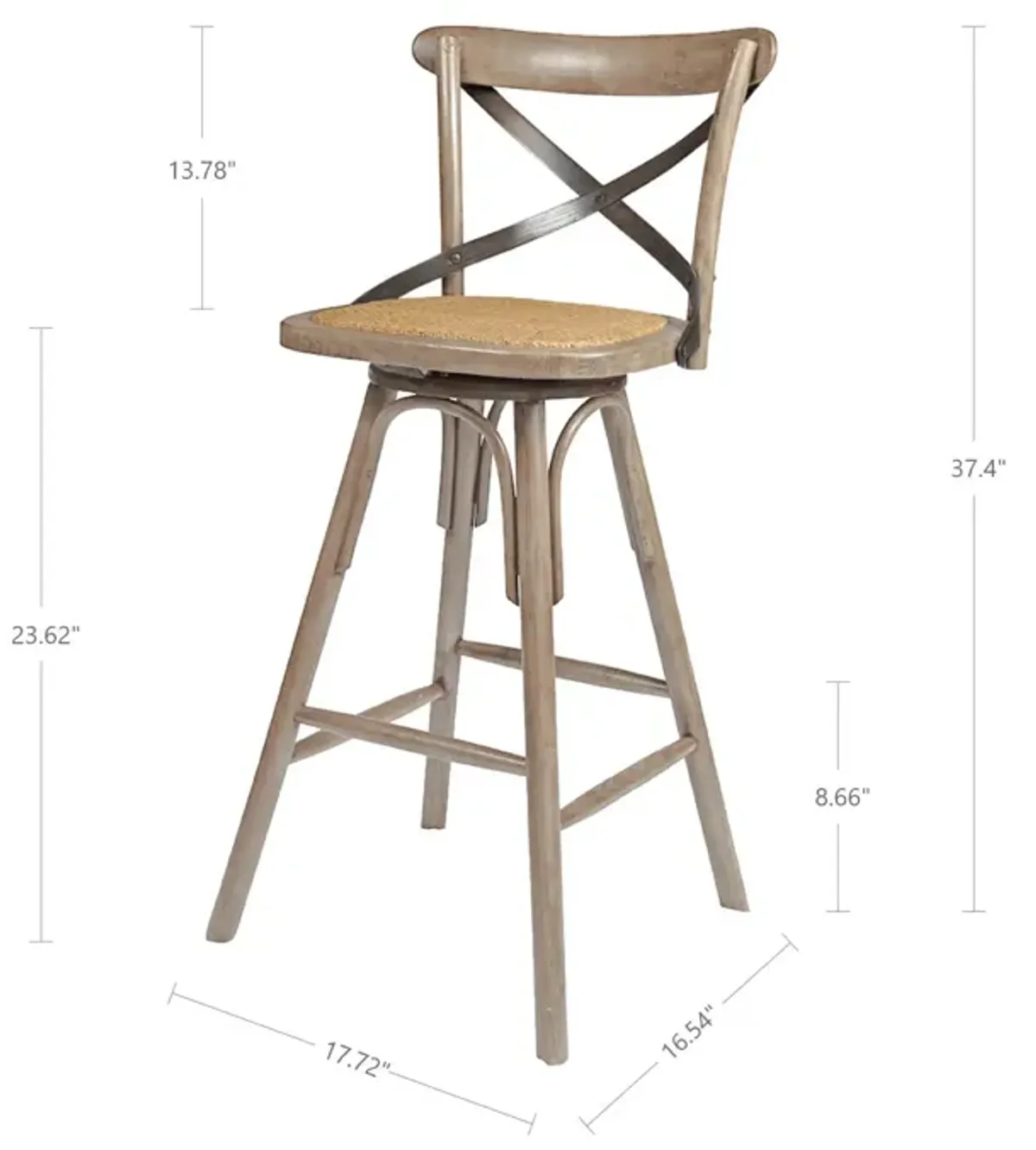 Crossback Counter Stool - Sundried (Set of 2 Chairs)