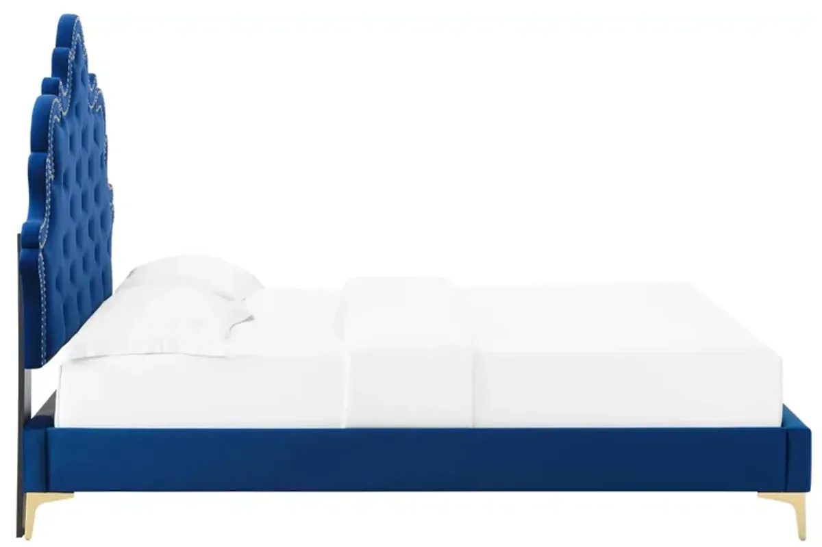 Sasha Button-Tufted Performance Velvet Twin Bed