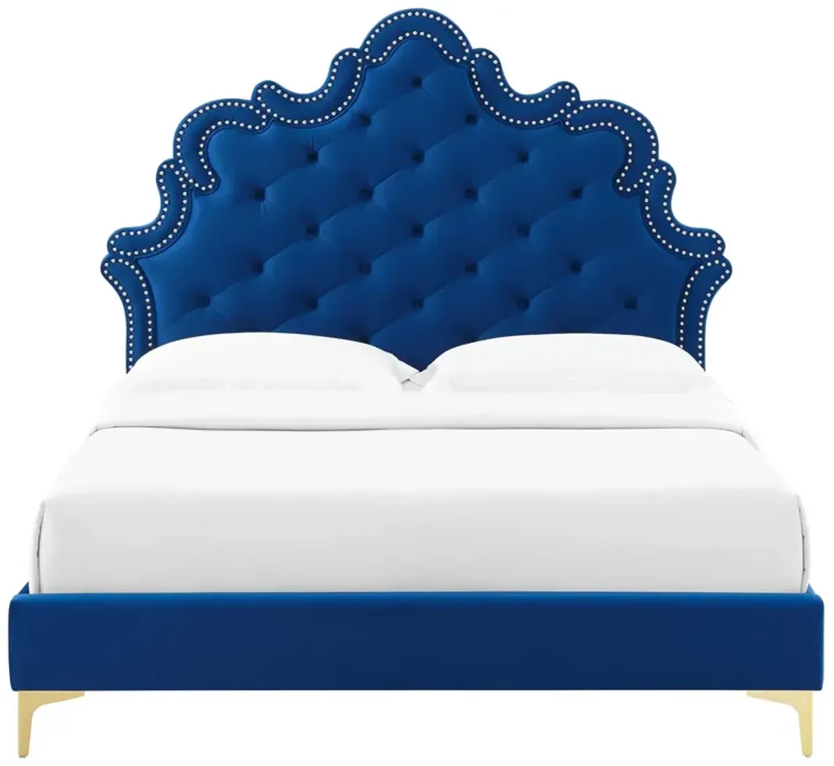 Sasha Button-Tufted Performance Velvet Twin Bed