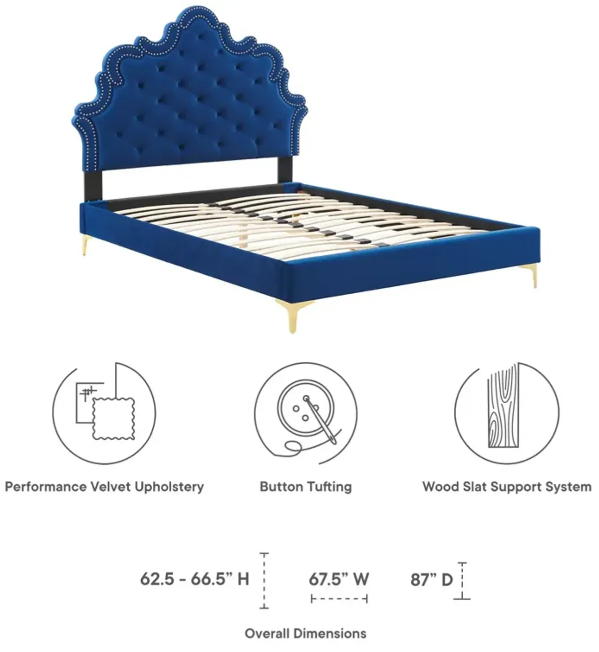 Sasha Button-Tufted Performance Velvet Twin Bed