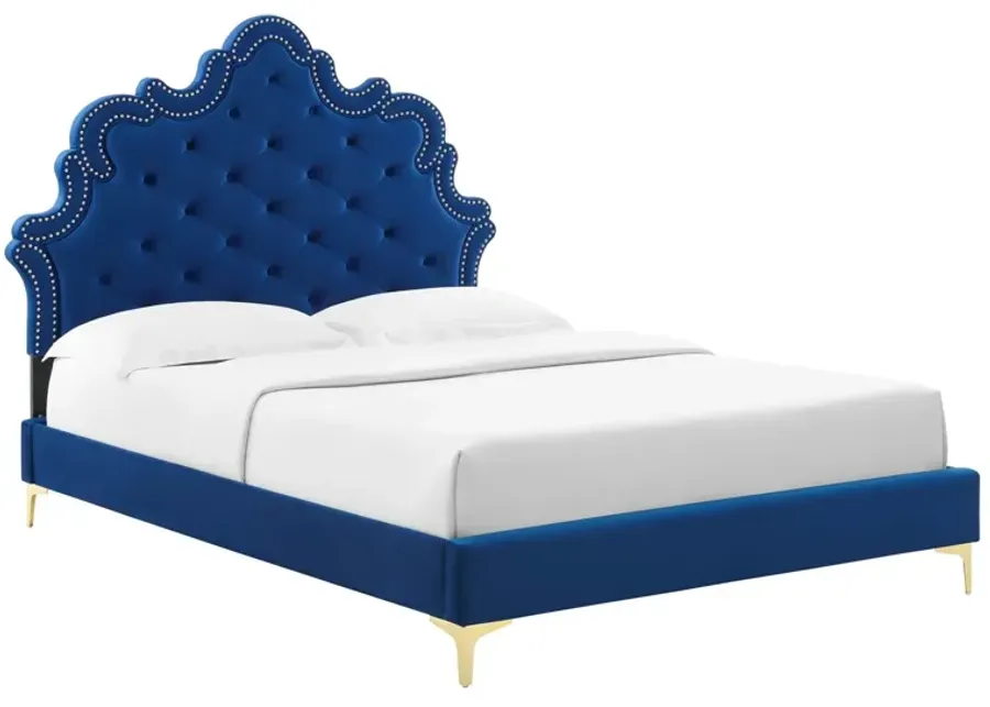 Sasha Button-Tufted Performance Velvet Twin Bed