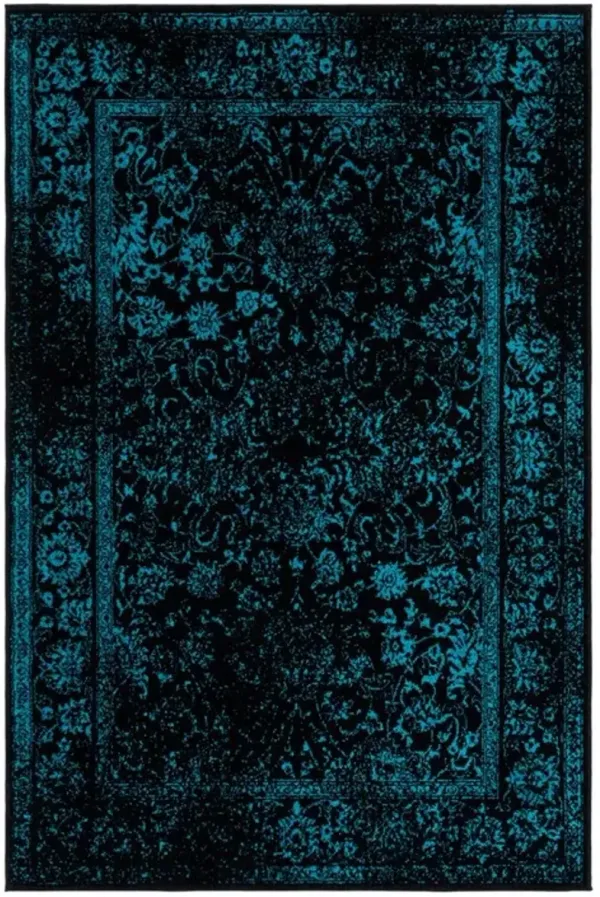 Adirondack Contemporary Black / Teal 2'-6" X 8' Powerloomed Rug