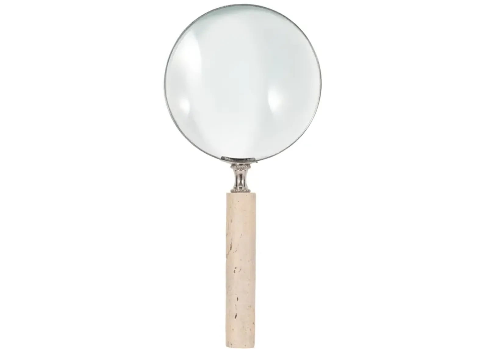 4" Travertine Handle Magnifying Glass, Tan