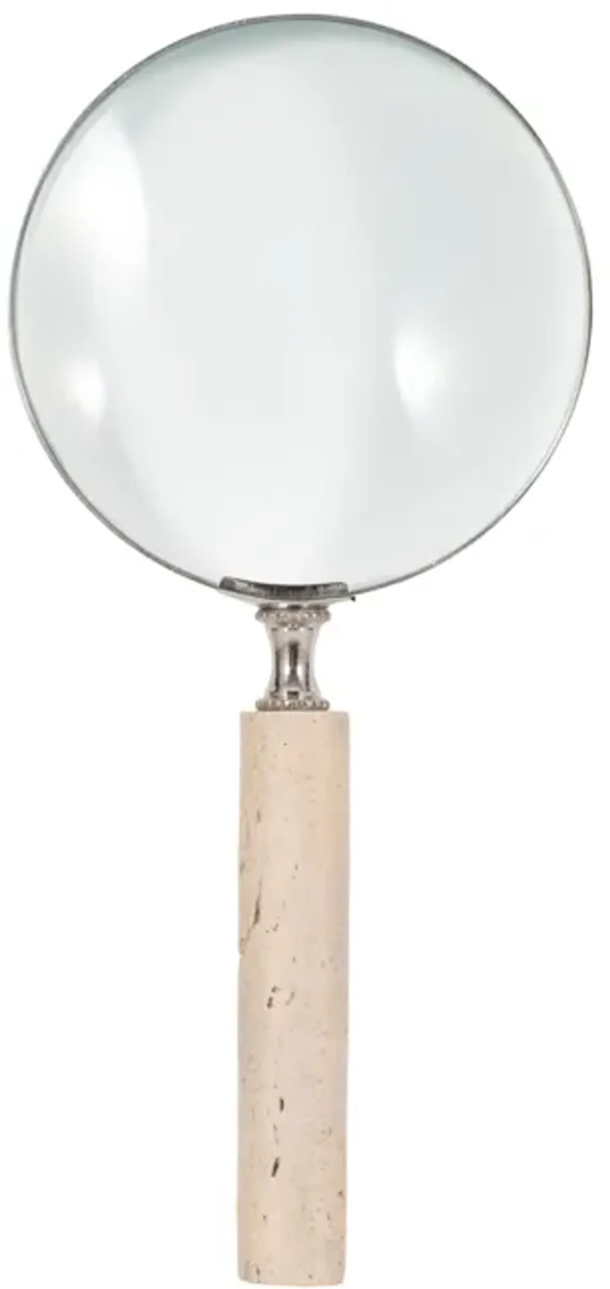 4" Travertine Handle Magnifying Glass, Tan