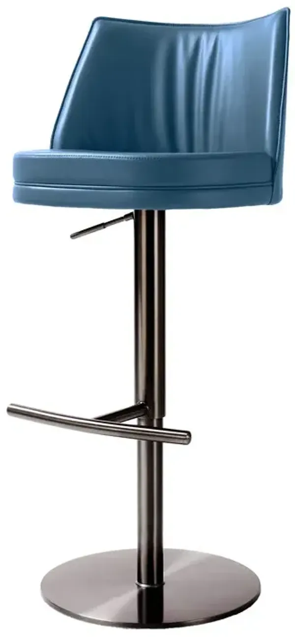 Gala Blue Vegan Leather on Black Adjustable Stool