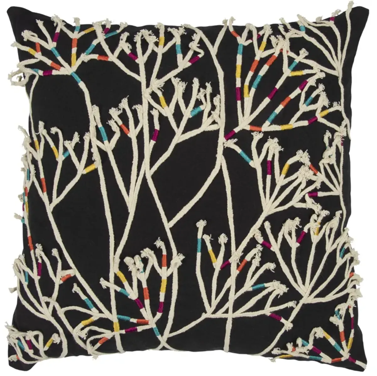 Impressionistic Botanical Black Pillow