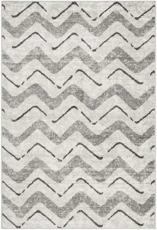 Adirondack Contemporary Silver / Charcoal 2'-6" X 8' Powerloomed Rug